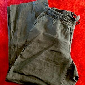 Black 100% linen wide leg pants M